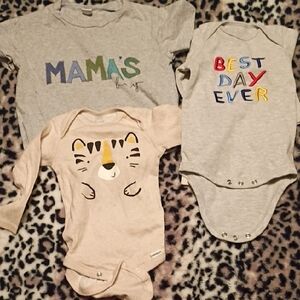 Gray and Beige Baby Bodysuit Set